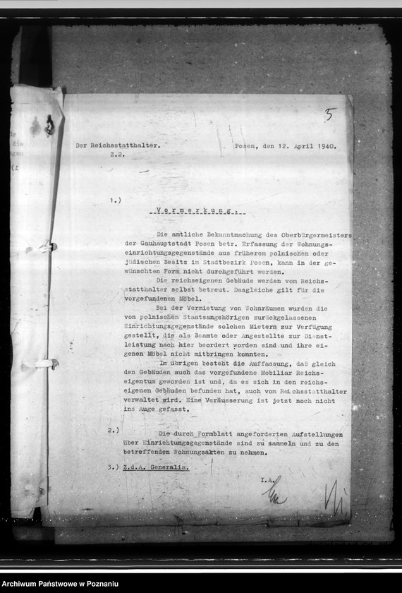 Obraz 9 z jednostki "Reichseigene Wohngebäude. Möbel in reichseigenen Wohnungen. Generalia"