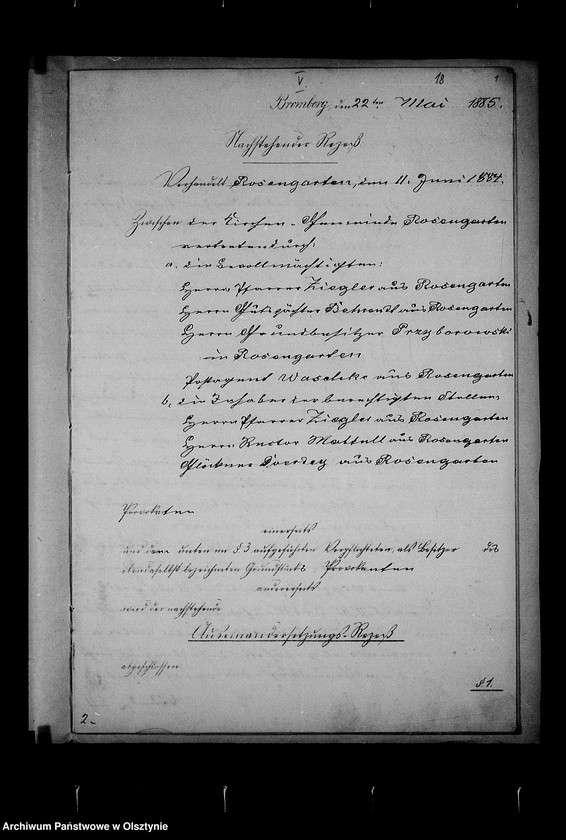 image.from.unit.number "/Recess in der Reallasten- Ablösungssachen der Kirchengemeinde Rosengarten von der Kgl. Gen. Kommision für die Provinzen Ost- u. Westpreussen u. Posen mit Ablösungsberechnung in Abschrift/"