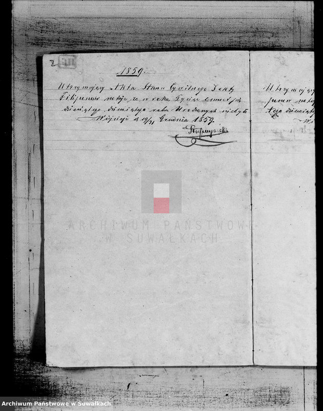 image.from.unit.number "Duplikat Akt Urodzonych,Zaślubionych i Zmarłych z Akt Urzędnika Stanu Cywilnego Sekty Filiponow Gminy Wiejsieje Szławaty i Łosewicze z r. 1859"