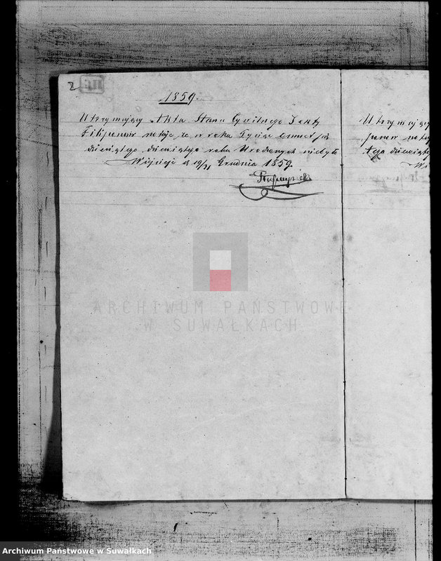image.from.unit "Duplikat Akt Urodzonych,Zaślubionych i Zmarłych z Akt Urzędnika Stanu Cywilnego Sekty Filiponow Gminy Wiejsieje Szławaty i Łosewicze z r. 1859"