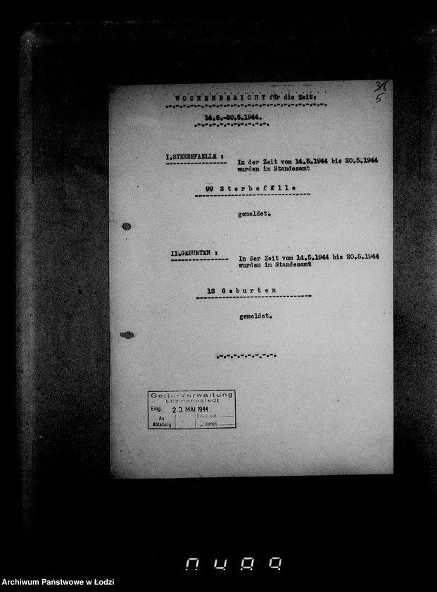 Obraz 9 z jednostki "Wöchentliche (monatliche) Tätigkeitsberichte des Ältesten der Juden"