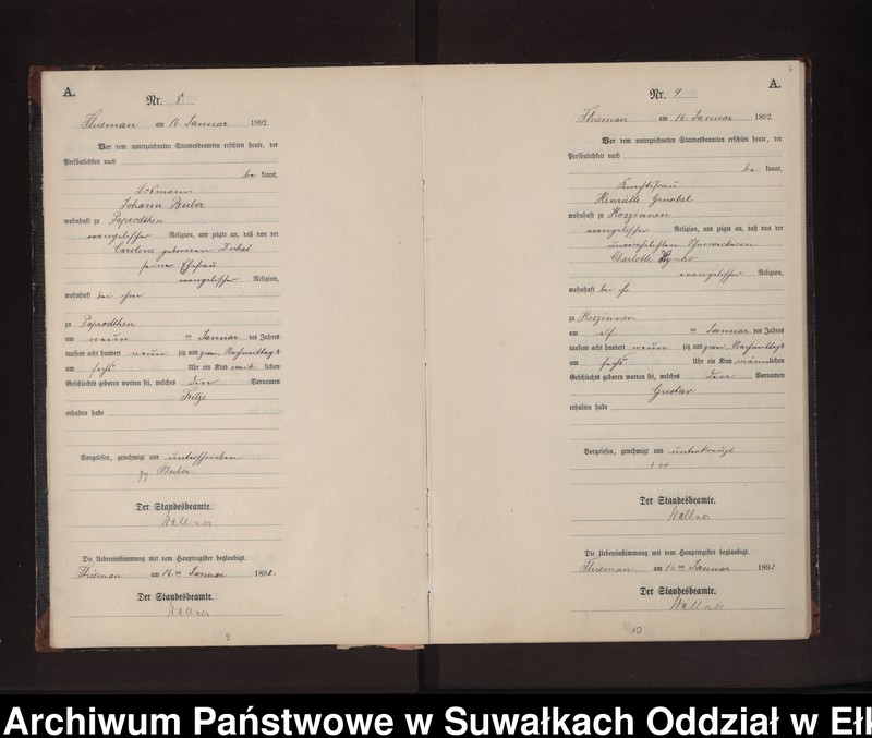 image.from.unit.number "Geburts-Neben-Register des Preussischen Standes-Amtes Rydzewen Kreis Loetzen"