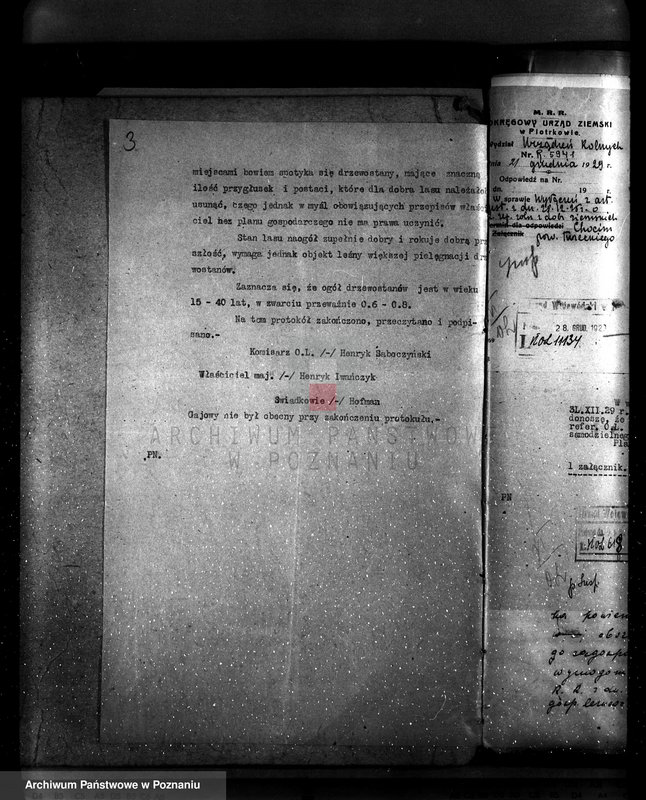 Obraz 7 z jednostki "Sprawa wyłączeń z art.. 4 ustawy z 28 XII 1925 r. i zatwierdzenie projektu planu gospodarczego dla lasu majątku Chocim powiat turecki"