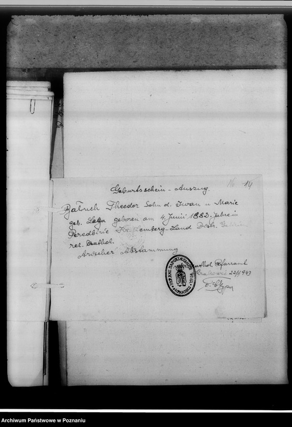 Obraz 20 z jednostki "[Uwierzytelnione odpisy z ksiąg kościelnych i urzędów stanu cywilnego]"