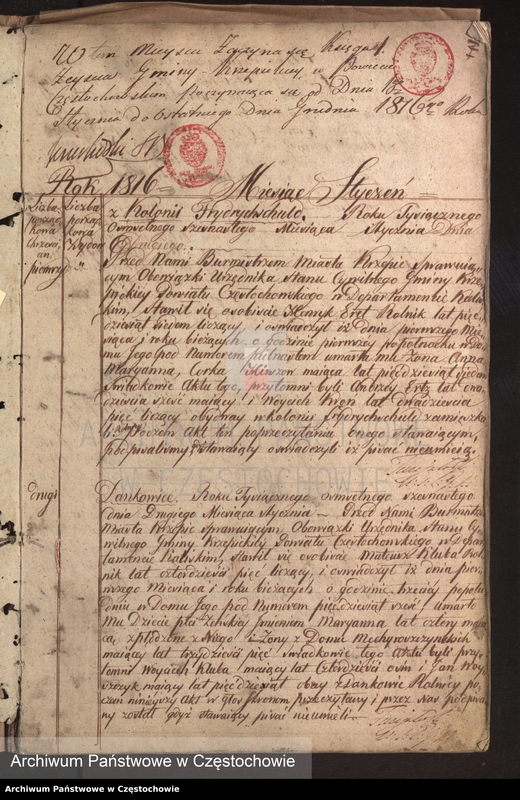 Obraz z jednostki "Księga [akt] zejścia gminy Krzepickiej na rok 1816"