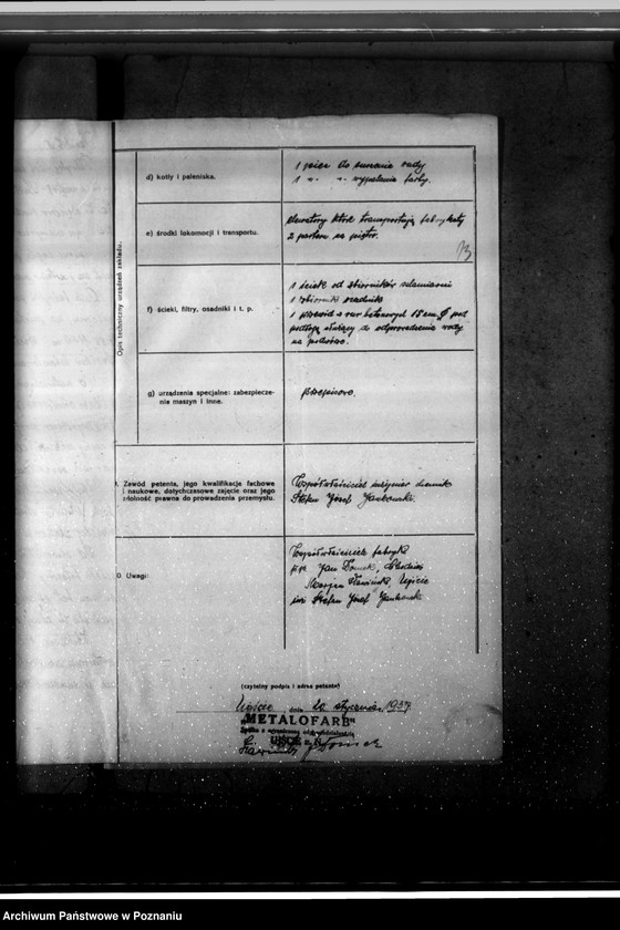 Obraz 18 z jednostki "Zatwierdzenie zakładu przemysłowego Fabryka Farb "Metalofarb" Ujście pow. chodzieski"