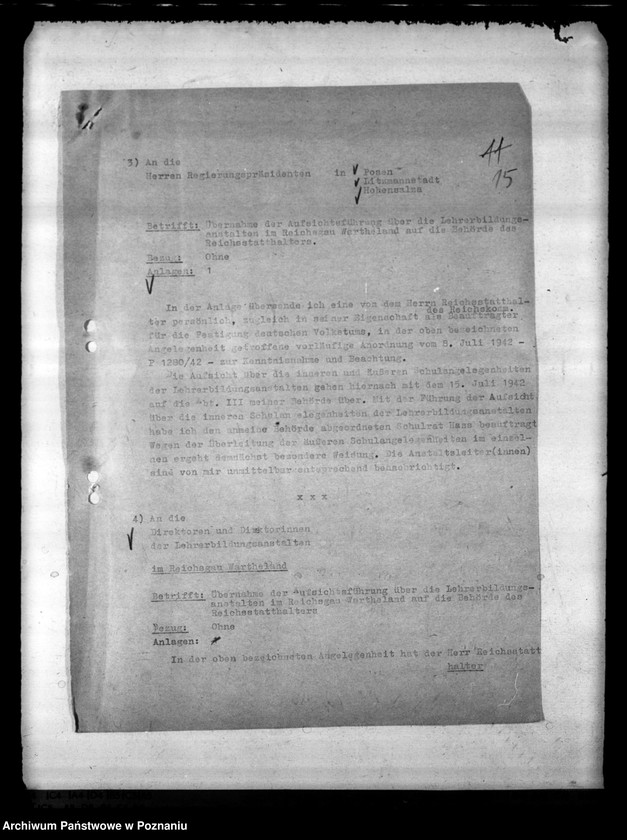 Obraz 19 z jednostki "Organisationsangelegenheiten. Landjahrverwaltung. Schulaufsicht über Volks- und Haupt- Schulen. Tätigkeitsbericht der Berufs- und Fachschulen"