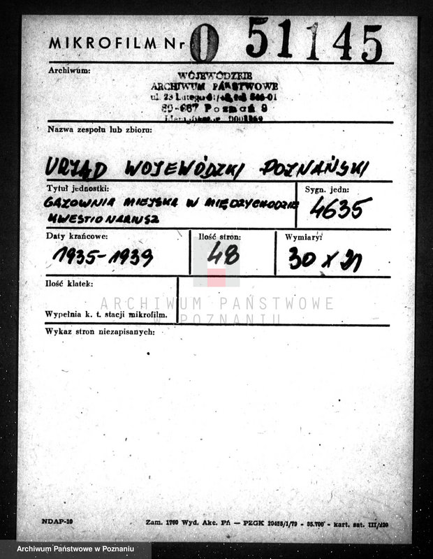 Obraz 1 z jednostki "Gazownia Miejska w Międzychodzie kwestionariusz"