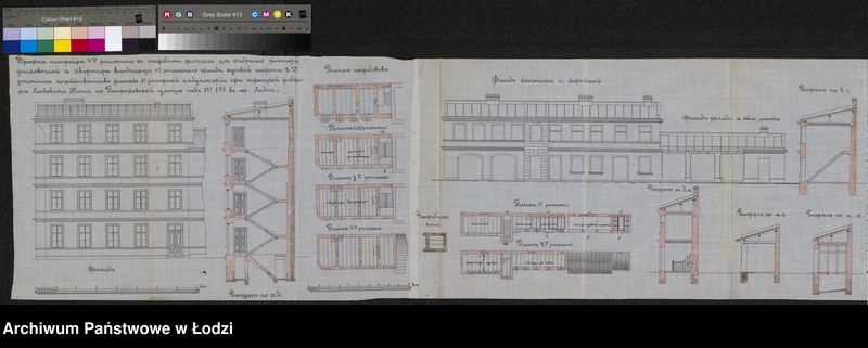 Obraz 11 z jednostki "Ob˝ utverždenìi proekta na postrojku Lûdovikom˝ Nippe v˝ gor[ode] Lodzi N 110/533 kamennago 4h˝ êtažnago fligelâ"