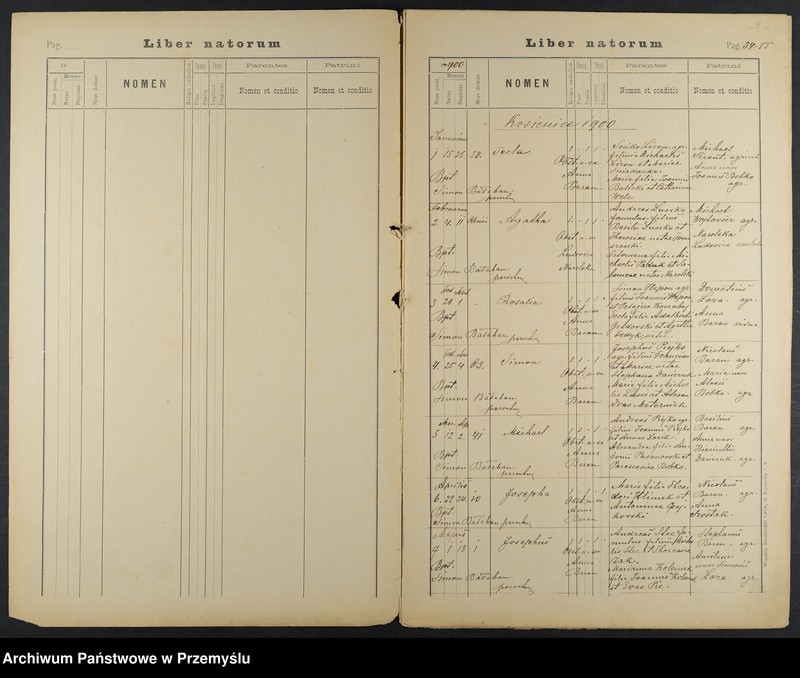 image.from.unit "Extractus e libris matricis natorum copulatorum et mortuorum parochiae Kosienicensis Diocesis Premisliensis decanatus Pruchnicensis ex Anno Domini 1900"
