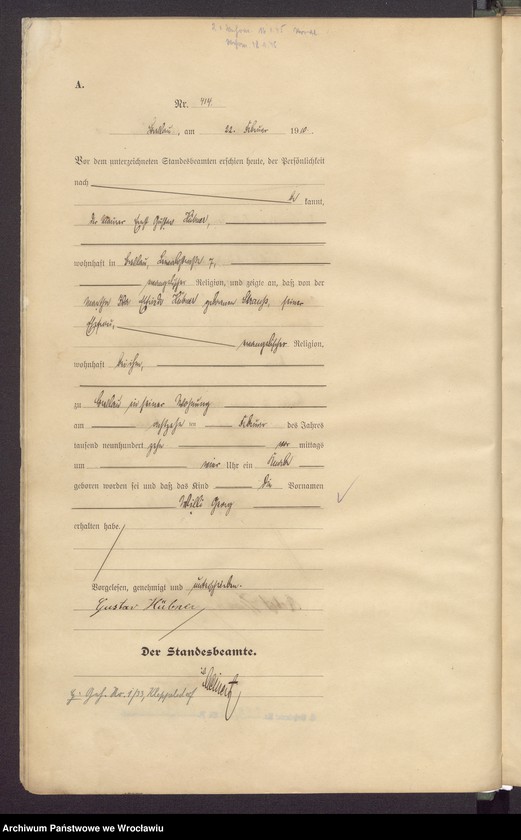 image.from.unit.number "Geburts-Haupt-Register Breslau IV 1910 Band 2"