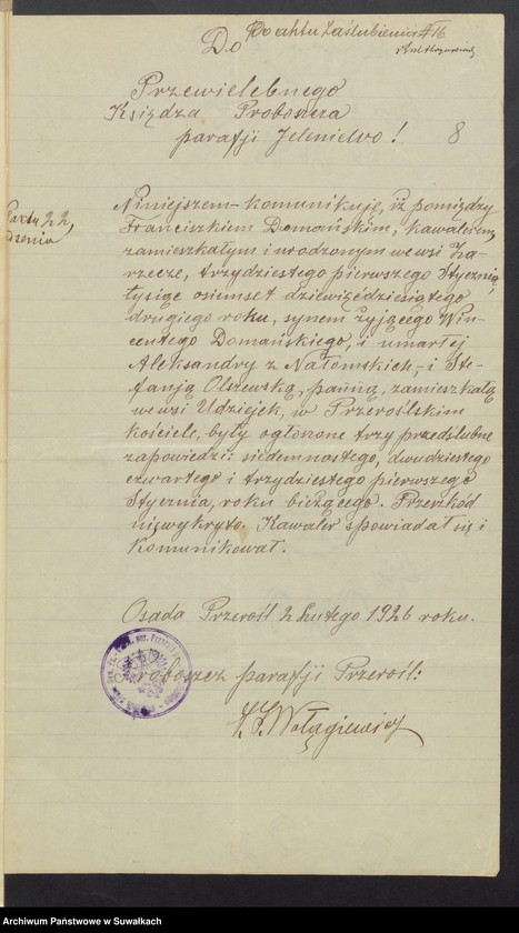 Obraz 10 z jednostki "Aneksa do aktów ślubnych Rz-kat. Jeleniewskiej parafji z 1926 roku"