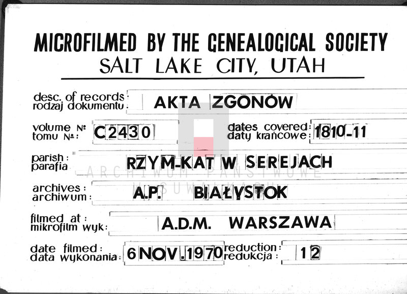 image.from.unit.number "Akta umarłych gminy sereyskiey od 1-go maja 1810 ru"