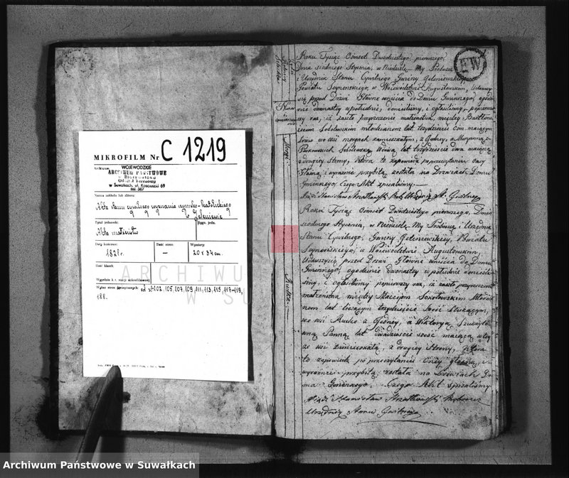 image.from.unit.number "Akta Urzędnika Stanu Cywilnego Zaszlubionych od dnia 1 Stycznia 1821 R-u do dnia ostatniego Grudnia tegoż roku Gminy Jeleniewskiey"