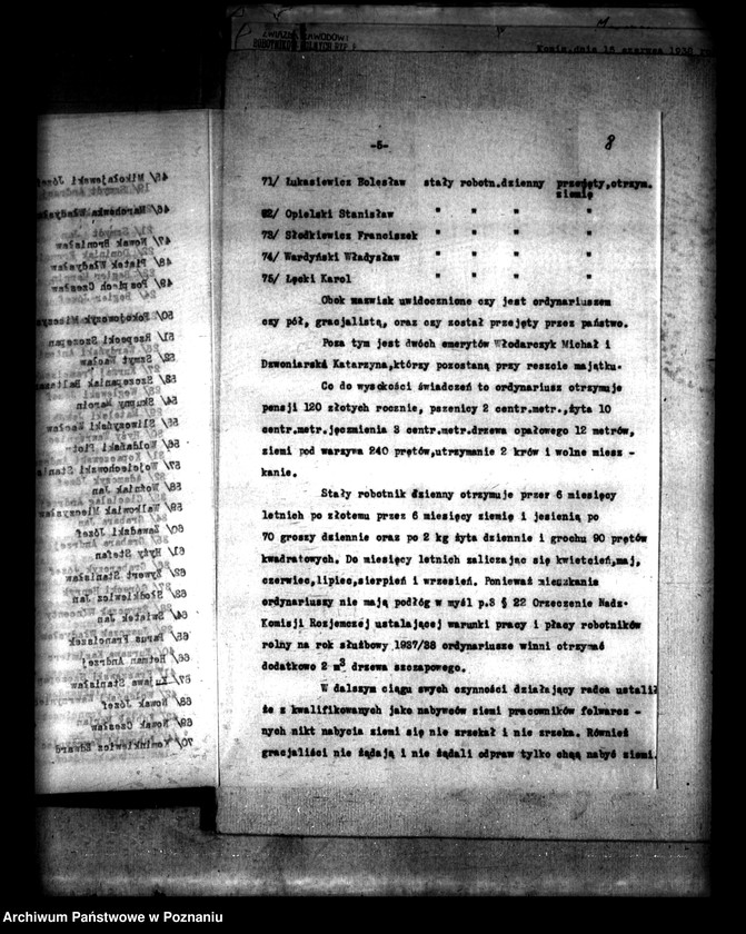 Obraz 12 z jednostki "Odszkodowania służby folwarcznej przejętej przez Skarb Państwa z majątku przymusowo wykupionego majątku Ląd powiatu konińskiego"