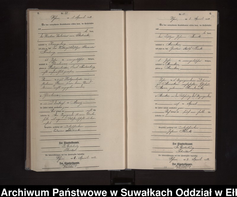 image.from.unit.number "Sterbe-Neben-Register des Königlichen Preussischen Standes-Amtes Orlen Kreis Loetzen"