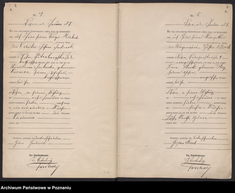 Obraz 5 z jednostki "Księga miejscowa urodzeń tom I [Rejestr główny urodzeń]"