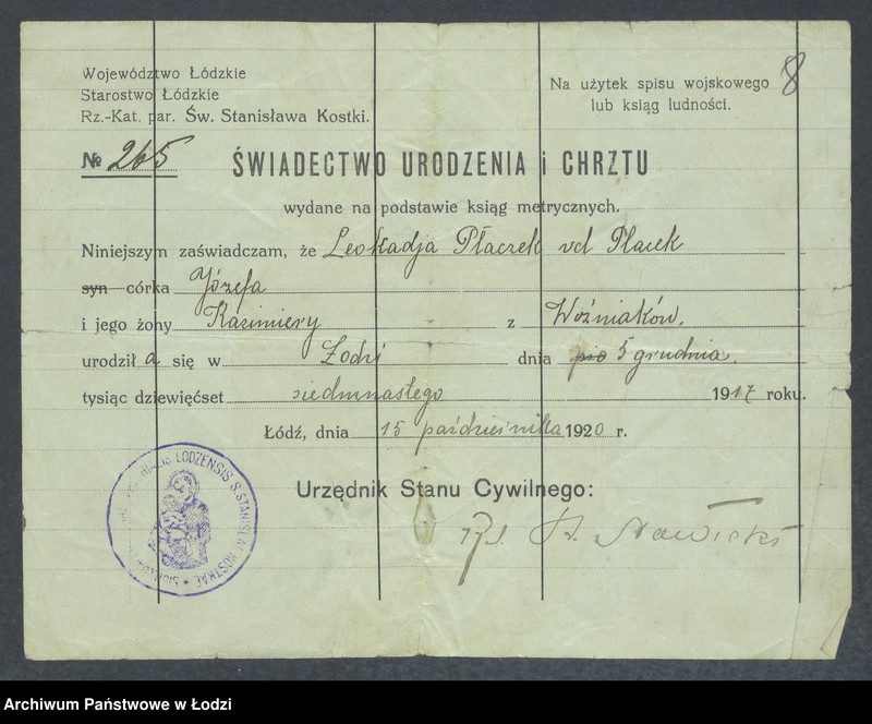 Obraz 10 z jednostki "Dowody metrykalne stałych mieszkańców m. Łodzi nr domu 1139-1140"