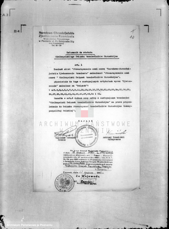 Obraz 15 z jednostki "/Wielkopolski Związek Rzemieślników Chrześcijan w Poznaniu/"