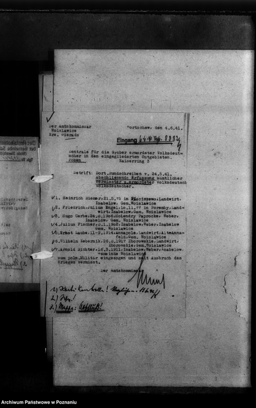 Obraz 8 z jednostki "Kreis Sieradz. Korespondencja w sprawie miejscowych Niemców, którzy zginęli w 1939 roku"