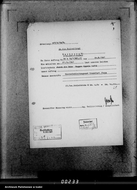 Obraz 13 z jednostki "297 Schlafsäcke. Auslieferungen"