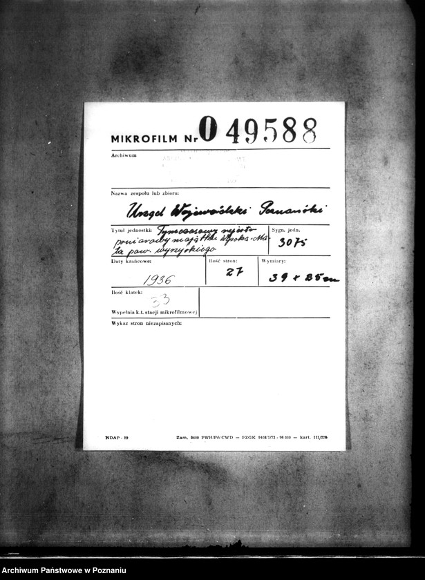 Obraz 2 z jednostki "Tymczasowy rejestr pomiarowy majątku Wysoka Mała powiatu wyrzyskiego"