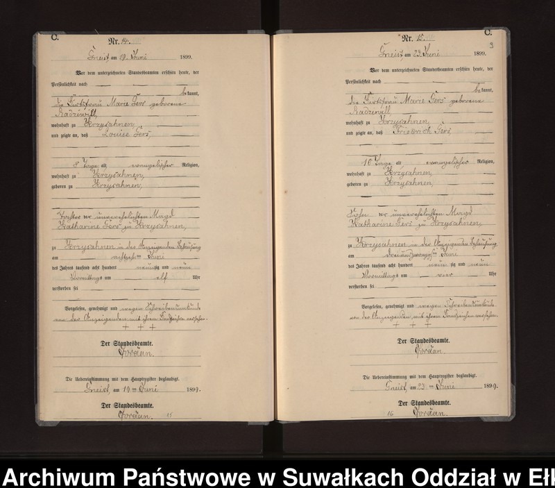image.from.unit.number "Sterbe-Neben-Register des Königlichen Preussischen Standes-Amtes Gneist Kreis Lötzen"
