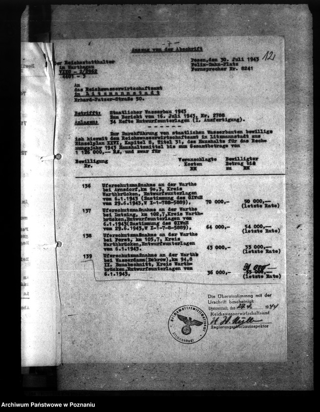 Obraz 16 z jednostki "Endabrechnung der Massnahme Warthedeichschliessung bei Wasserdamm (Dobrow), Kreis Warthbrücken"