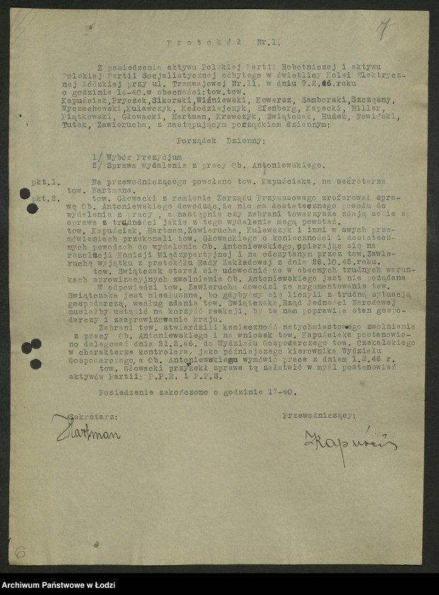 Obraz 8 z jednostki "Protokoły [wspólnych posiedzeń komitetów dzielnicowych PPS i PPR] T-2"