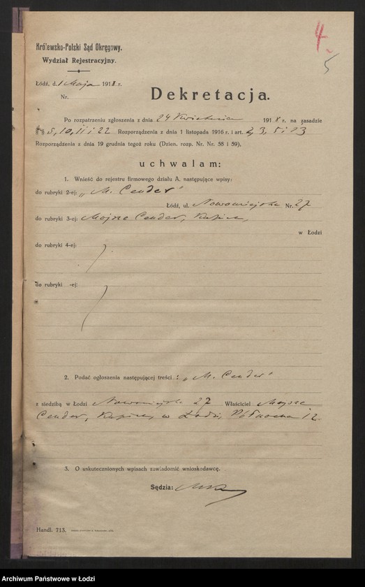 Obraz 7 z jednostki "Mojsze Cender - sprzedaż towarów manufakturowych"