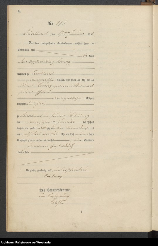 image.from.unit.number "Księga urodzeń USC Mieroszów (Friedland) 1893"