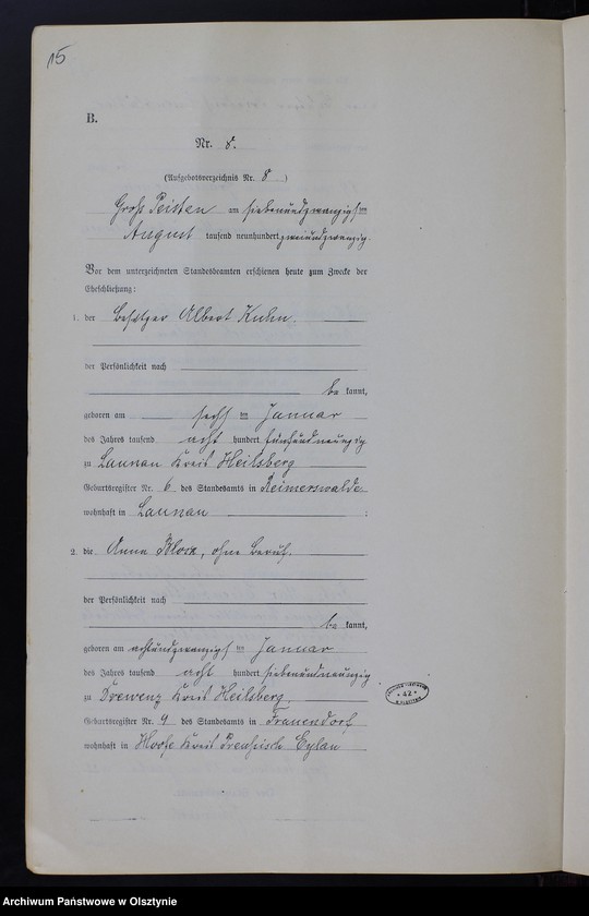 image.from.unit.number "Heiraths-Neben-Register Nr 1 - 15 [ Księga małżeństw - wtóropis ]"