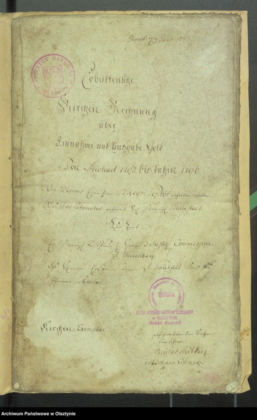 image.from.unit.number "Cobultensche Kirchen Rechnung über Einnahme und Ausgabe Geld"