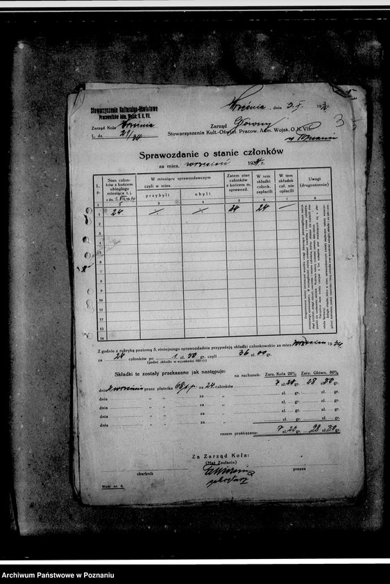 image.from.unit.number "Sprawozdania o stanie członków. Pisma w sprawie potrąceń składek członkowskich z uposażenia"