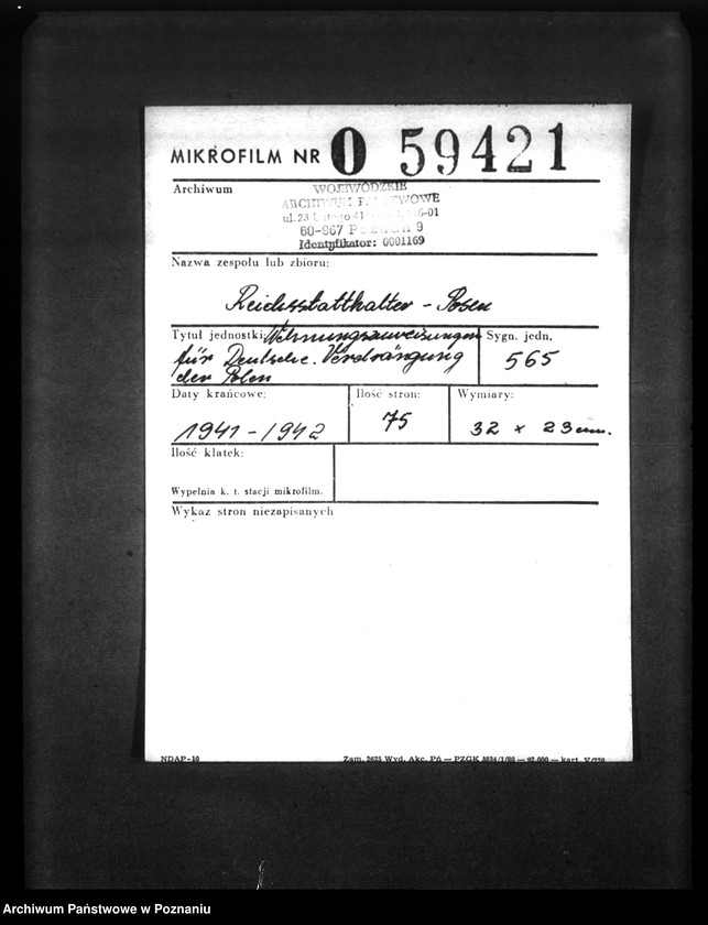 Obraz 2 z jednostki "Wohnungszuweisungen für Deutsche. Verdrängung der Polen."