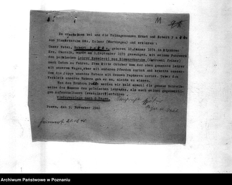 Obraz 15 z jednostki "Korespondencja w sprawie wytoczenia procesów sądowych Polakom, podejrzanym o zabójstwo miejscowych Niemców w 1939roku"