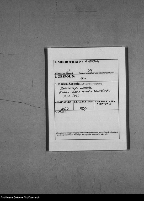 image.from.unit.number "Parafia: Lwów, parafia św. Andrzeja. Dekanat: Lwów. Księga metrykalna urodzeń, ślubów i zgonów dla całej parafii."