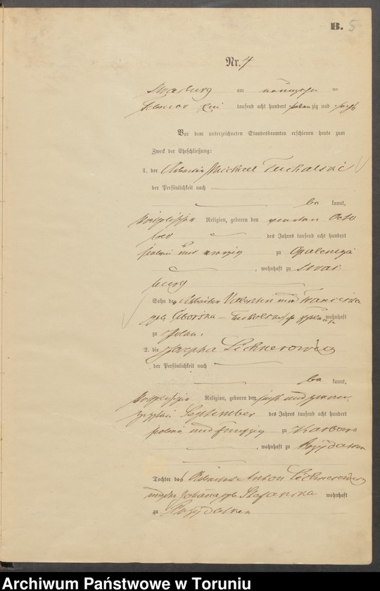 image.from.unit.number "Heiraths-Neben-Register Stadt Strasburg [Brodnica-Miasto] für das Jahr 1876"