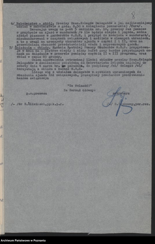 Obraz 10 z jednostki "Akta dotyczące Walnego Zjazdu Związku 5.III.1939."