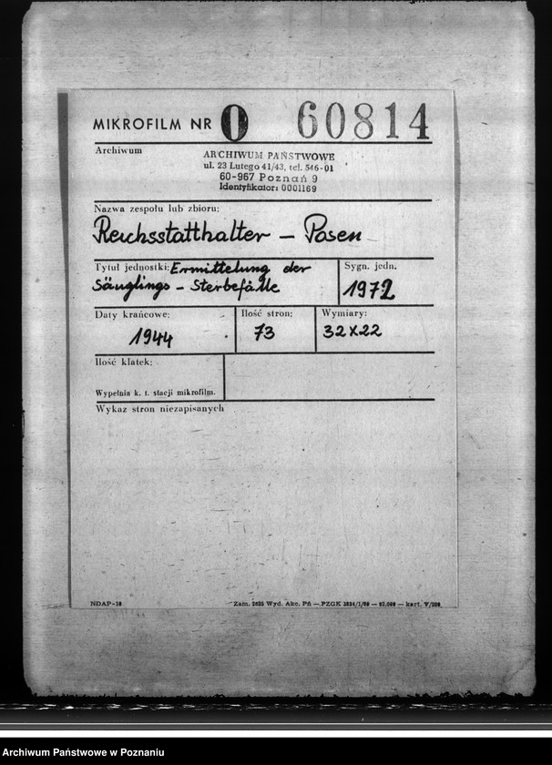 Obraz 2 z jednostki "Ermittelung der Säuglings - Sterbefälle"