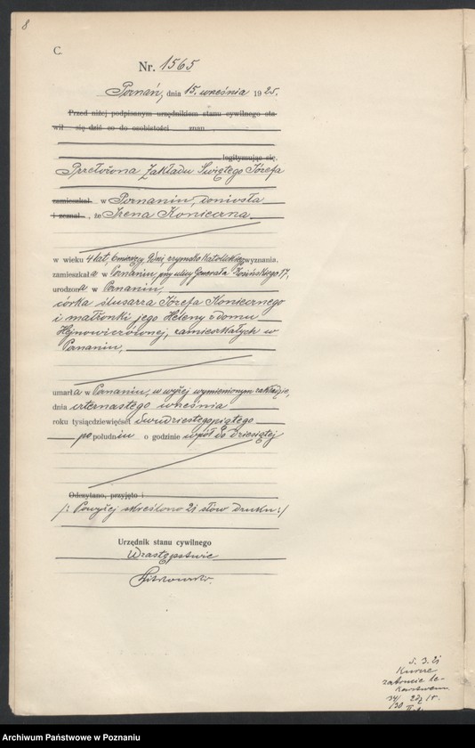 Obraz 10 z jednostki "Księga miejscowa zgonów tom IV [Rejestr główny zgonów]"