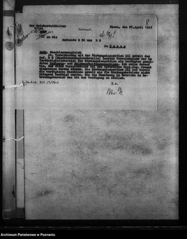 Obraz 11 z jednostki "Maschinenausgleich - freie und umgesetzte Maschinen. Werkzeugmaschinen. Rüstungsinspektion."