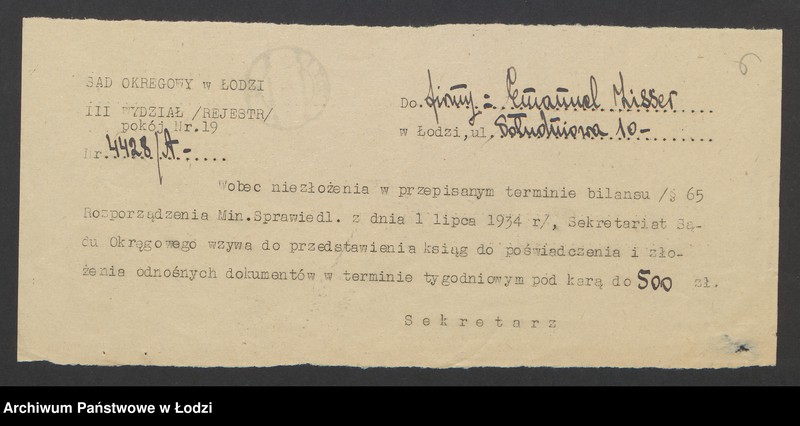 Obraz 8 z jednostki "Emanuel Lisser- sprzedaż drzewa opałowego"