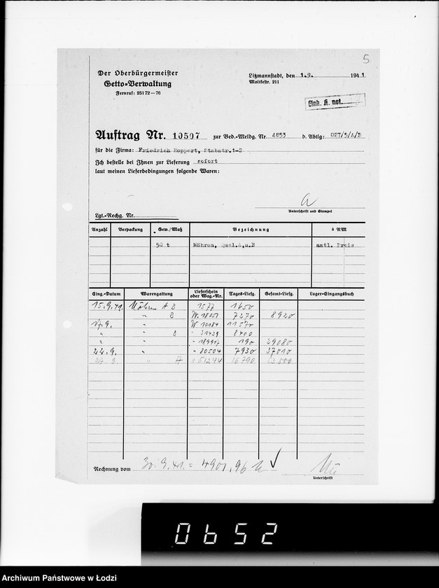 Obraz 9 z jednostki "Aufträge 10501- 10590"