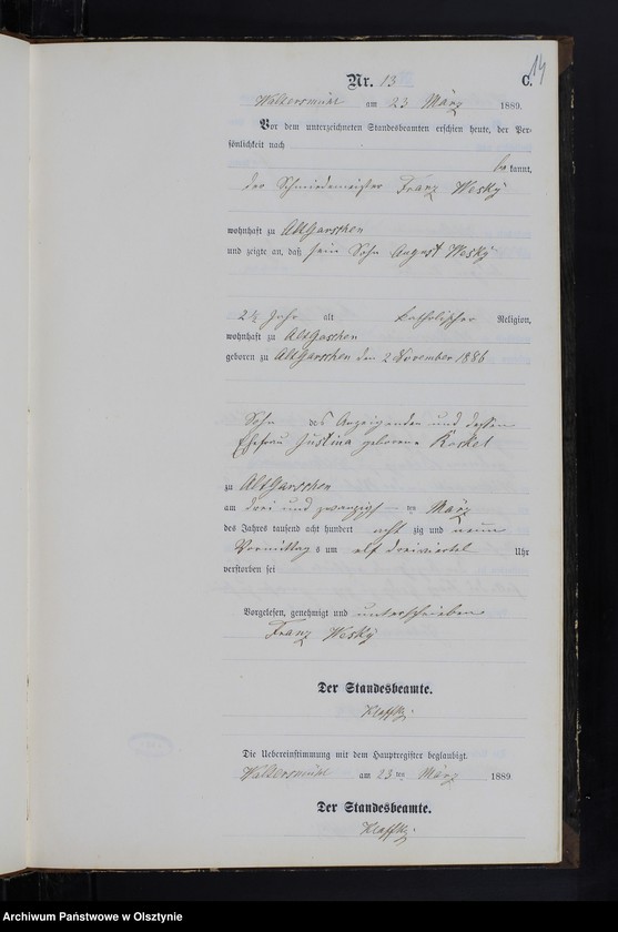 image.from.unit.number "Sterbe-Neben-Register Nr 1 - 43"