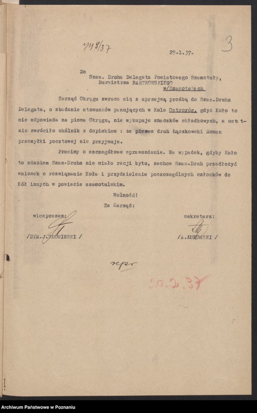 Obraz 4 z jednostki "Ostroróg, powiat Szamotuły - akta koła."