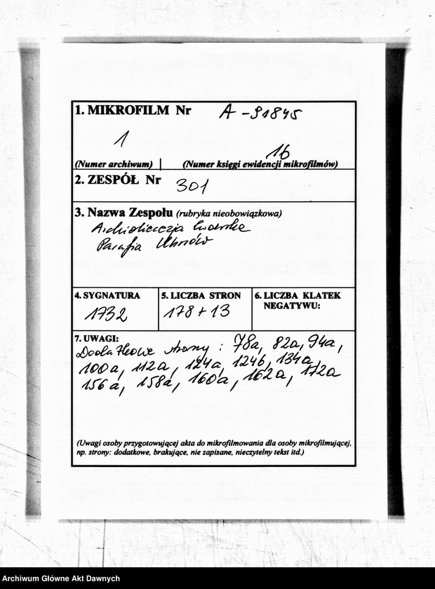 image.from.unit.number "Parafia: Uhnów. Dekanat: Bełz. Księga metrykalna urodzeń dla wsi Józefówka, Michałówka i Poddębce."