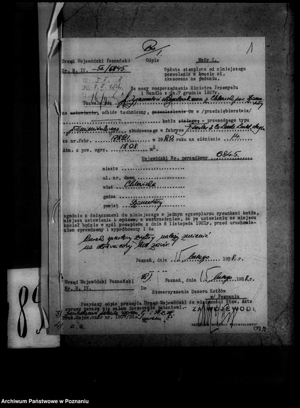 Obraz 5 z jednostki "Z. Niegolewski Chlewiska powiat szamotulski gospodarstwo rolne Z. Niegolewskiego nr woj. kotła 6845-"