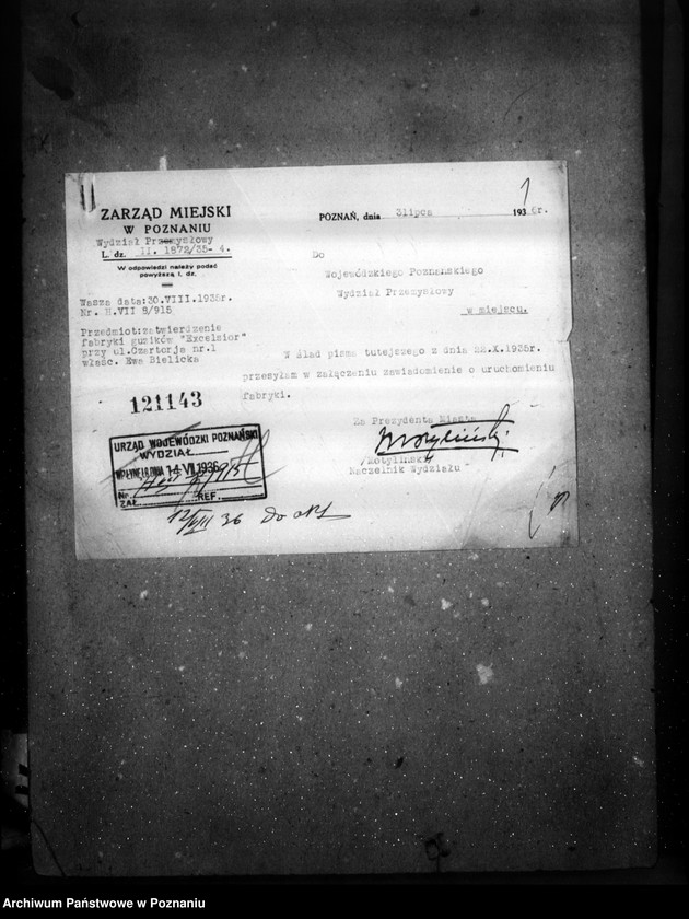 Obraz 5 z jednostki "Zatwierdzenie zakładu przemysłowego fabryki guzików Firmy "Excelsior" Ewy Bielickiej w Poznaniu"