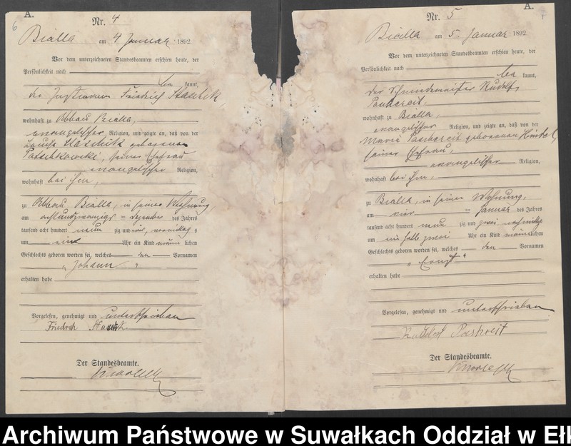 image.from.unit.number "[Geburts-Haupt-Register des Königlichen Preussischen Standes-Amtes Bialla Kreis Johannisburg]"